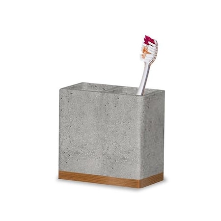 NuSteel CON4H Concrete Stone & Wooden Finish Toothbrush Holder
